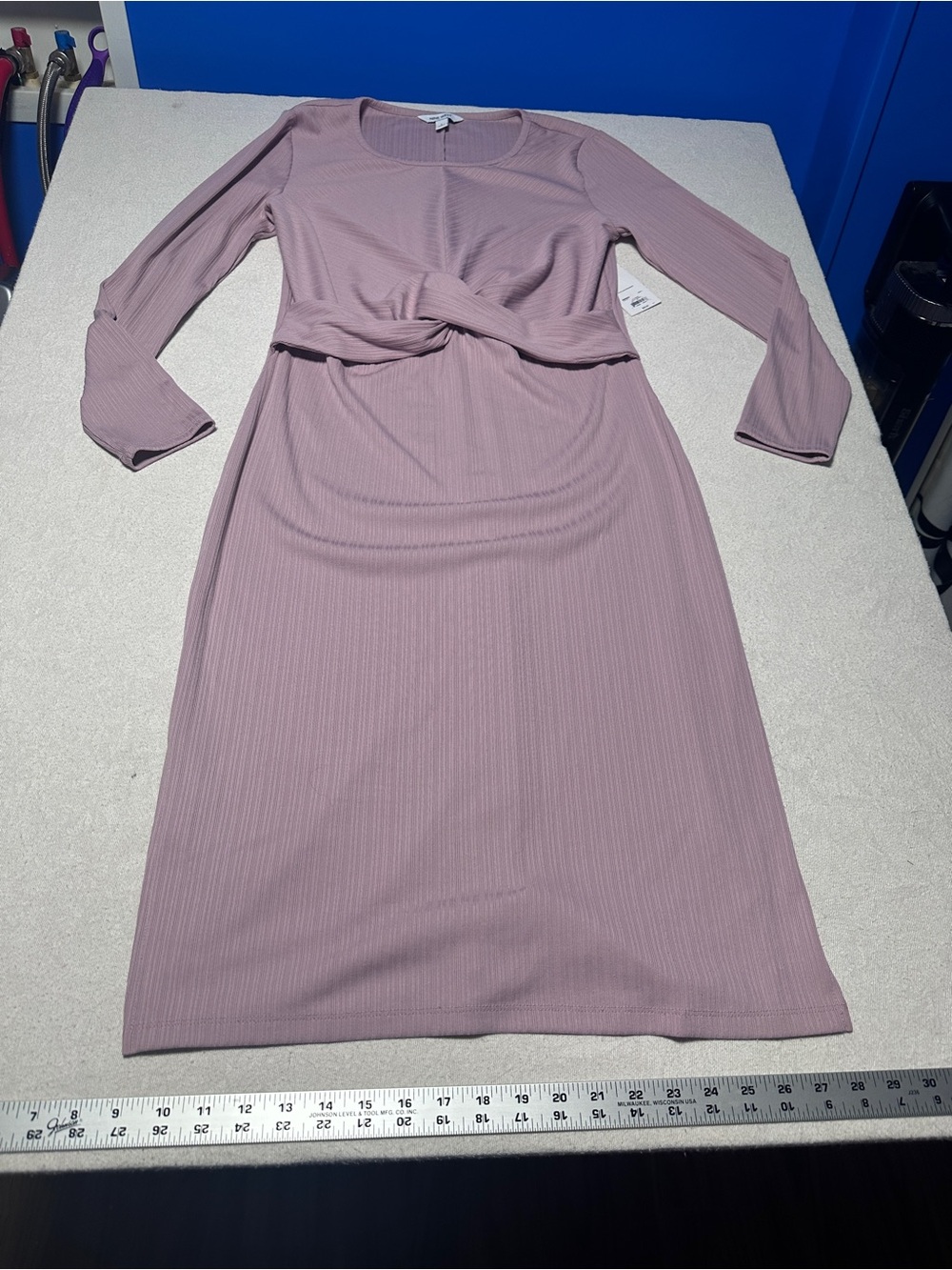 Nine West Grape Long Sleeve Twist-Front Midi Dress